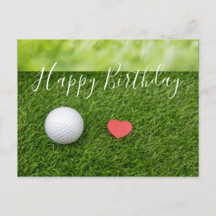 Cartão Postal Feliz aniversário ao golfista com amor e bola de g