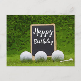 Cartão Postal Feliz Aniversário ao golfista com bola de golfe no