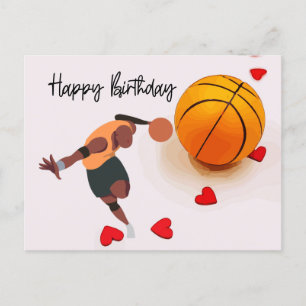 Cartão Postal Feliz Aniversário ao Jogador de Basquete com amor