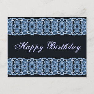 Cartão Postal Feliz aniversário azul preto