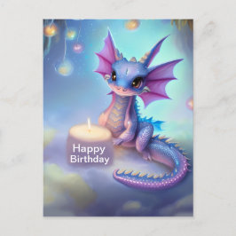 Cartão Postal Feliz Aniversário Bebê Dragão