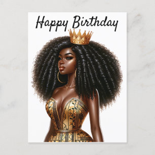 Cartão Postal Feliz Aniversário Bela Menina Negra Magia Cu
