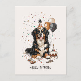 Cartão Postal Feliz Aniversário Bernese Mountain Dog