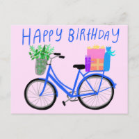 FELIZ ANIVERSÁRIO Bicicleta Azul Fofa Personalizad