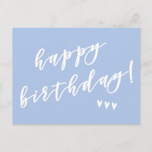Cartão Postal Feliz Aniversário! Blue Brush Script