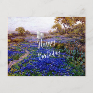 Cartão Postal Feliz aniversário - Bluebonnets na Twilight,