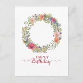 Cartão Postal Feliz Aniversário Blumenkranz Aquarela