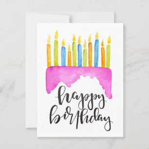 Cartão Postal Feliz Aniversário - Bolo e Velas
