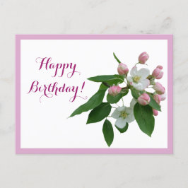 Cartão Postal Feliz aniversário, bonito floral rosa
