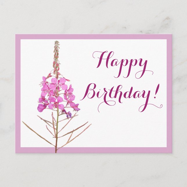 Cartão Postal Feliz aniversário bonito rosa floral lindo (Frente)