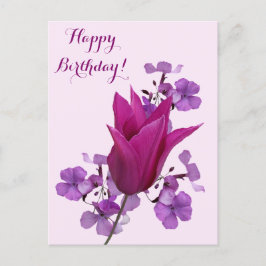 Cartão Postal Feliz aniversário bonito tulipa rosa floral linda