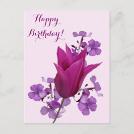 Cartão Postal Feliz aniversário bonito tulipa rosa floral linda