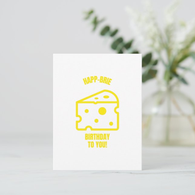 Cartão Postal Feliz aniversário brie piadas engraçadas de queijo (Em pé/Frente)