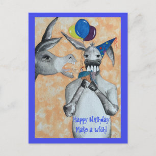 Cartão Postal Feliz Aniversário Burro