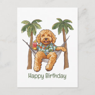 Cartão Postal Feliz Aniversário Cachorro Goldendoodle De Top Hav