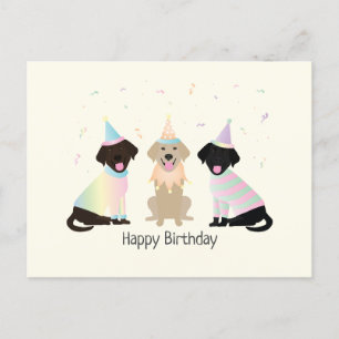 Cartão Postal Feliz Aniversário Cães Labrador Retriever