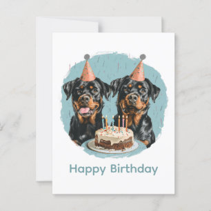 Cartão Postal Feliz Aniversário Cães Rottweiler