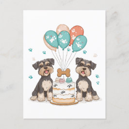 Cartão Postal Feliz Aniversário Cães Schnauzer