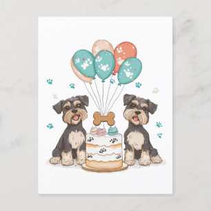 Cartão Postal Feliz Aniversário Cães Schnauzer