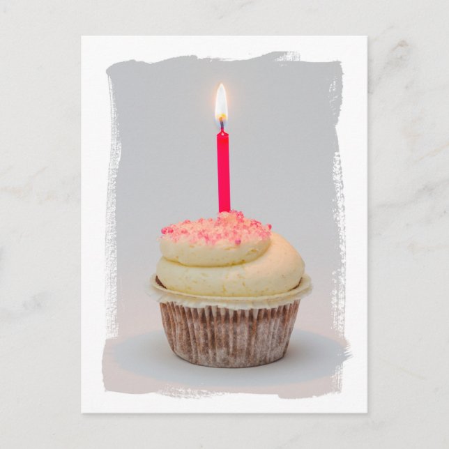 Cartão Postal Feliz aniversário, carta de Cupcake de aniversário (Frente)
