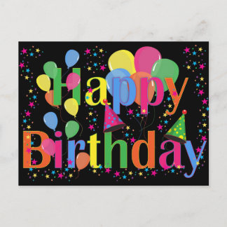 Cartão Postal Feliz Aniversário, celebração festiva de aniversár