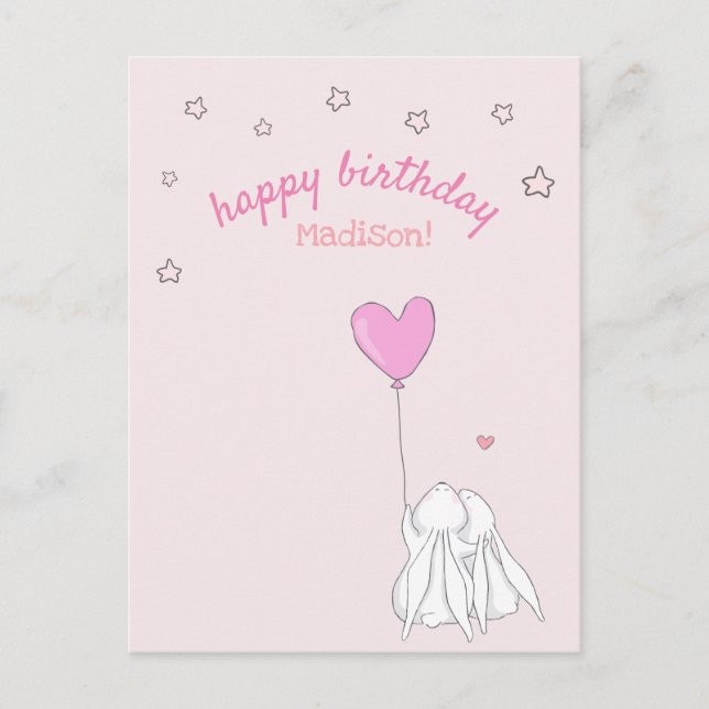 Cartão Postal Feliz Aniversário! Coelhas Lindas Aniversário da M (Frente)