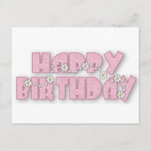 Cartão Postal Feliz aniversário com margaridas