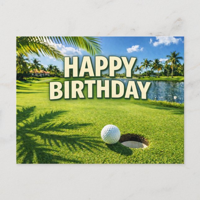 Cartão Postal Feliz Aniversário com Tema de Golfe Flórida  (Frente)