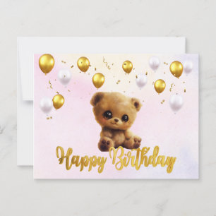 Cartão postal "Feliz Aniversário" com um ursinho d