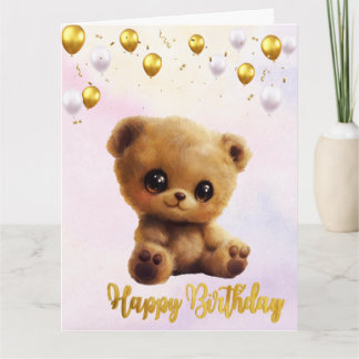 Cartão postal "Feliz Aniversário" com um ursinho d