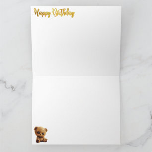 Cartão postal "Feliz Aniversário" com um ursinho d