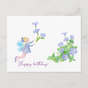 Cartão Postal Feliz aniversário! Conto de fadas e flores