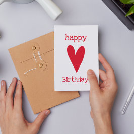 Cartão Postal Feliz Aniversário! Coração Vermelho