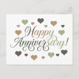 Cartão Postal Feliz Aniversário Corações Verde Marrom Rústico El