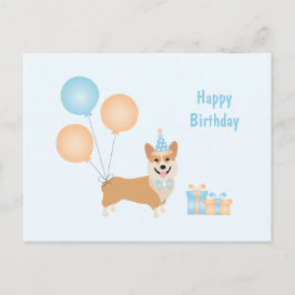 Cartão Postal Feliz Aniversário Corgi