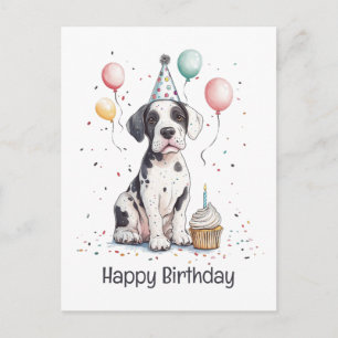 Cartão Postal Feliz Aniversário Cupcake de Cachorro Grande Dinam