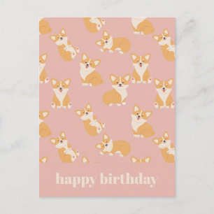 Cartão Postal Feliz Aniversário, Cute Corgi Patterno para Cachor