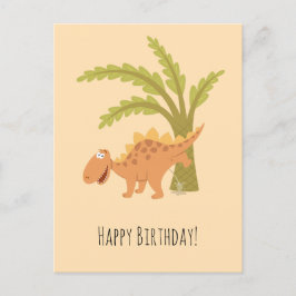 Cartão Postal Feliz Aniversário Cute Engraçado Dinossaur Dino Pe