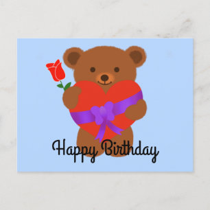 Cartão Postal Feliz Aniversário Cute Teddy Bear #1 Cartão-postal
