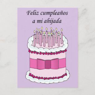 Cartão Postal Feliz Aniversário da Padrinha Espanhola