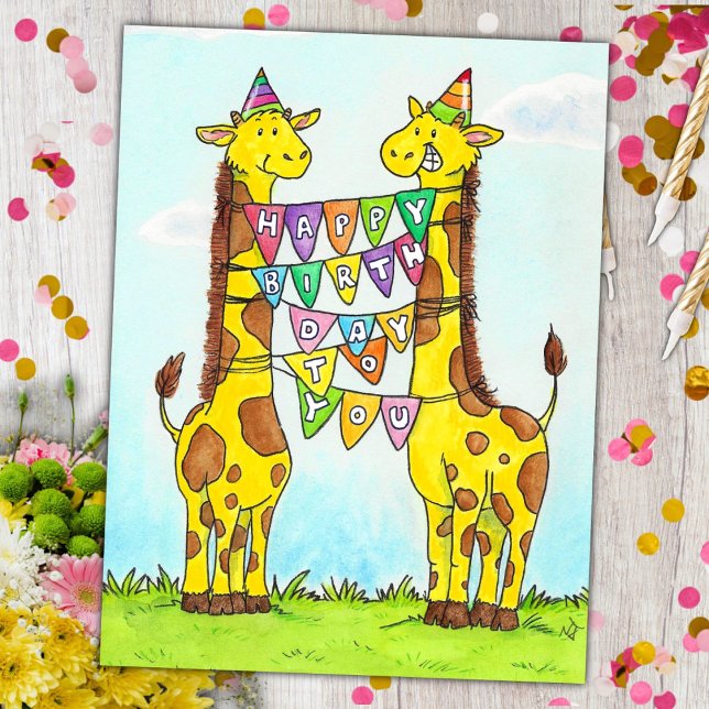 Cartão Postal Feliz aniversário das Girafas (Criador carregado)