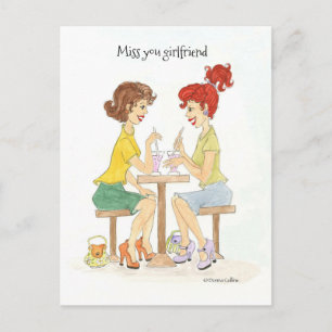 Cartão Postal Feliz aniversário das moças de refrigerante