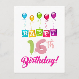 Cartão Postal Feliz aniversário de 16 anos