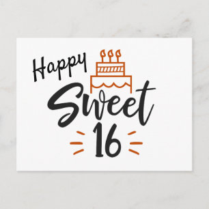 Cartão Postal Feliz Aniversário de 16 Anos Doce