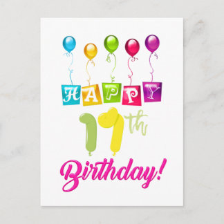 Cartão Postal Feliz aniversário de 17 anos