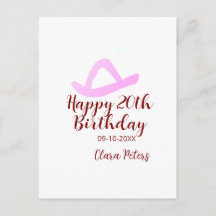 Feliz aniversário de 20 anos menina cowboy rosa no