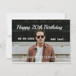 Cartão Postal Feliz aniversário de 20 anos simples adicionar nom
