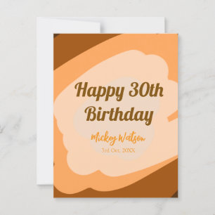 Cartão Postal Feliz aniversário de 30 anos em madeira rústica de
