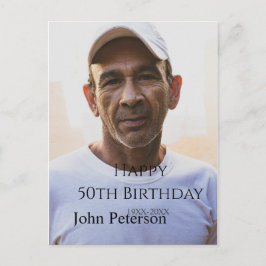 Cartão Postal Feliz aniversário de 50 anos nome foto ano homem s