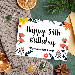 Cartão Postal Feliz Aniversário de 54 anos 